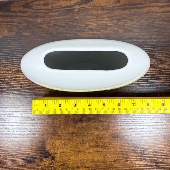 Pier 1 Imports White Ceramic Vase – Modern Oval Wide Mouth – Made in Japan - Picture 6 of 6